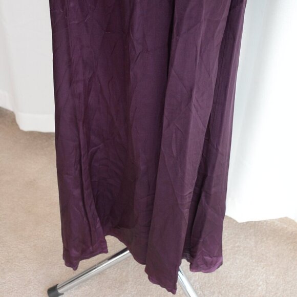 Vintage 90s Y2K Vittoria Virini Plum Halter Bias Satin Slip Maxi Dress Gown Sz S - Picture 8 of 9